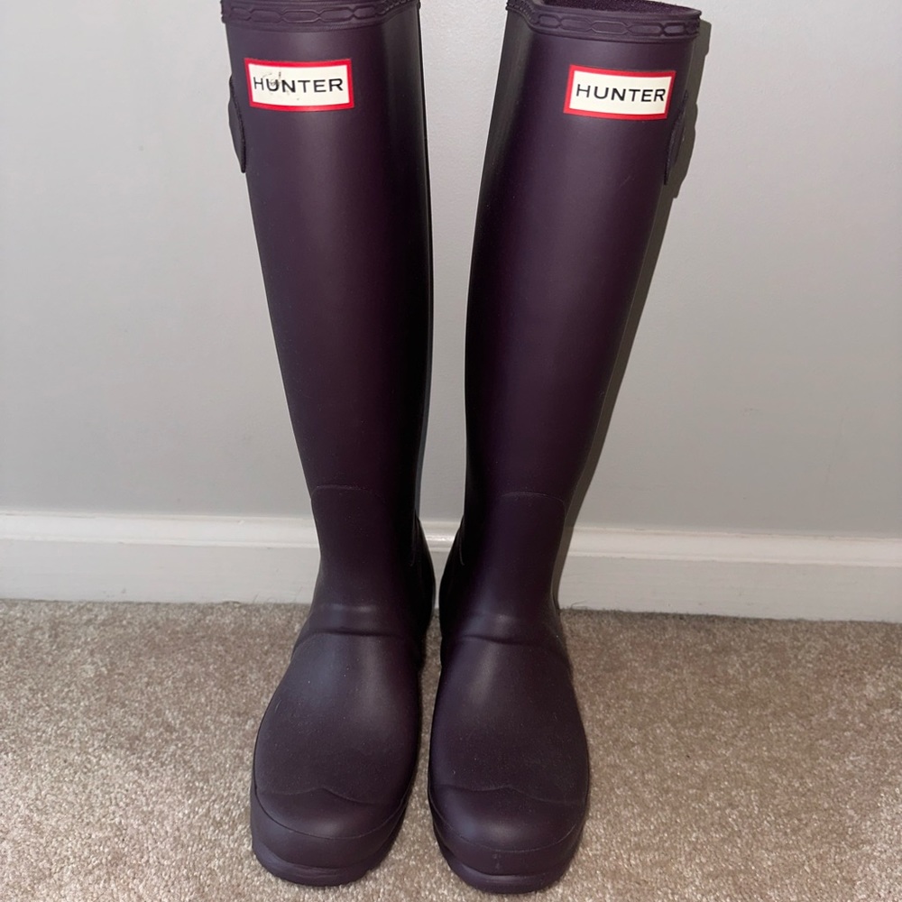 Plum Purple tall Hunter rain boots